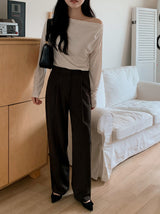 ドレープオフショルダー長袖Tシャツ