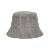 Wide Corduroy Label Bucket Hat Gray