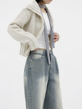 ルベンカラージップアップカーディガン / Ruben Collar Zip-up Cardigan (6color)