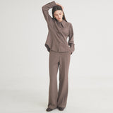 ウールストライプピンタックシャツ / Wool Stripe Pintuck Shirt (Brown)