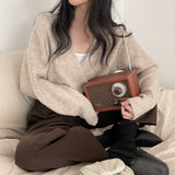 Off-Center Button Front Crop Cardigan
