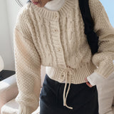 [Wool 15] Illa Twisted Ribbon Strap Long Sleeve Knit Cardigan