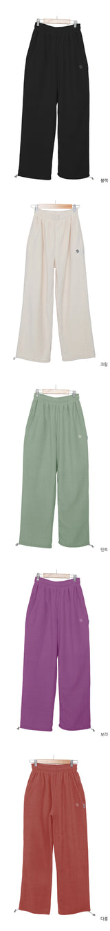 フリースエンブロイダリーストリングパンツ / fleece embroidered string pants