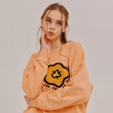 SETSETSET BIG FLOWER SWEAT SHIRT TANGERINE (6652490481782)