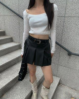 Leather cargo skirt pants