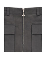 フロントポケットジップアップスカート / FRONT POCKET ZIP-UP SKIRT (CHARCOAL)