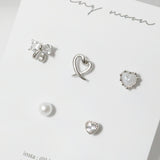 リボンパールピアス / [5 set] Ribbon Pearl Piercing Set
