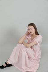 ロマンティックシャーリングロングワンピース / Romantic Shirring Long Onepiece Pink