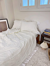 シャーリングラッフルサマーコンフォーターセット - Cream white - Q