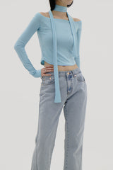 フレアライトブルーブーツカットパンツ / Flared light blue bootcut pants
