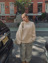(UNISEX) リターンケーブルクラシックニット