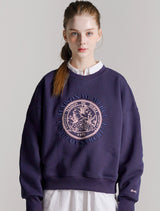 Women's Crop Maison LeLis Hidden Logo Sweatshirt Navy(FCD1TS201W)