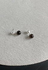smoky quartz ball earring