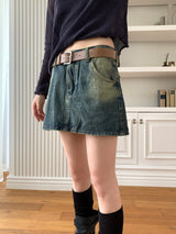 [Belt Set] Konya Y2K Washing Mini Skirt