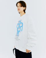 チケットマシンフラワータイポスウェットシャツ/THICKET MACHINE FLOWER SWEATSHIRT-WHITE