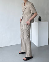 リネンツータックロングパンツスラックス / ECT linen two-tuck long pants slacks (2 colors)