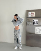 4color cropped napping hood zip-up
