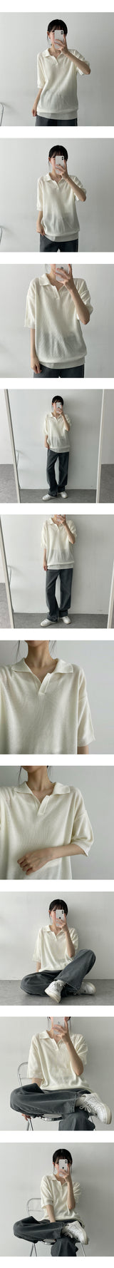 デリカラー半袖ニット / Deli Collar Short-Sleeved Knitwear
