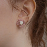 ビンテージニットフラワーピアス/Vintage knit flower earring (Indi pink)