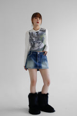 トゥルーローラーライズジーンズスカート / true roller-rise jean skirt