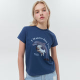 パピードルフィンジャンピングTシャツ/Puppy dolphin jumping half sleeve tshirt women