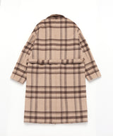 OVERSIZE WOOL CHECK ROBE COAT (Beige) / オーバーサイズウールチェックローブコート