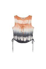 ダイドレースアップノースリーブ / DYED LACE-UP SLEEVELESS (ORANGE)