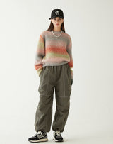 グラデーションクロップセーター/GRADATION CROP SWEATER PINK ORANGE