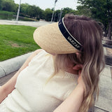 Organic band raffia sun visor Black