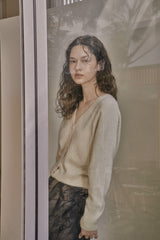 Vボタンカーディガン/V BUTTON CARDIGAN_IVORY