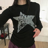 Koosel ヴィンテージ スター 起毛長袖 T シャツ