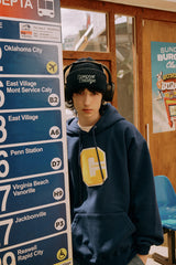 ミックスCワッペンパーカ・ネイビー［ユニセックス］/ Mix C Patch Unisex Vintage Navy Hoodie
