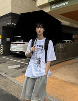 フローリングレタリング半袖Tシャツ (2 color)
