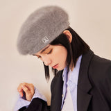 VA Square Stud Angora Beret / Mocha