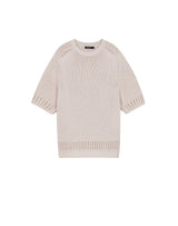 オーバーサイズ フィッシュネット ディテール SS スウェット / OVERSIZED FISHNET DETAIL SS SWEATER IVORY