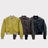 (UNISEX) ダブルスナップパッドレザーフライトジャケット