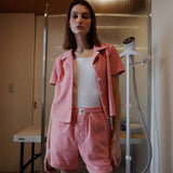 フラワーテリーハーフシャツ / FLOWER TERRY HALF SHIRT_PINK