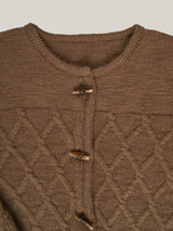 PIE WOOL CARDIGAN [ CINAMON ]