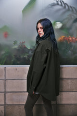 EARTH-COLOR PLEATS SHIRT (Dense Forest) / アースカラープリーツシャツ