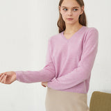 100%cashmere v neck basic top_violet mist (6653681631350)