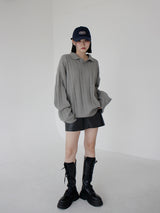 ケーブルカラーニット / Cable collar knit (4color)