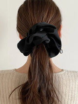  oar Cameo Satin drop Wide Scrunchie [Black]