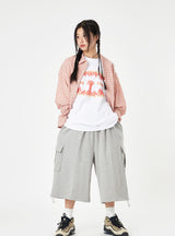 Maxi cargo wide sweat capri pants