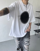スプレープリントエンブロイダリーショートスリーブTシャツ