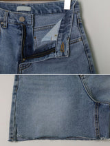 薄手フィットカットカプリスリットデニムパンツ(2color)