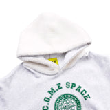 [UNISEX] Faux Shearling-Trimmed Cotton-Jersey Hoodie (Light Grey) (6656665157750)