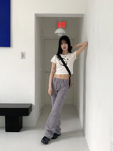 ベ―ルプリントクロップ半袖Tシャツ/Bellou printed cropped short-sleeved T-shirt