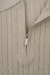 トッドケーブルジップアップ半袖襟付きニット / Tod Cable Zip-Up Short-Sleeved Collar Knitwear (8 colors)