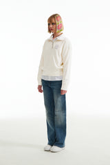 チェリーハイネックハーフジップアップ／CHERRY HIGH NECK HALF ZIP UP [IVORY]