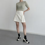 Chemistry Square Cropped Short-Sleeved Knitwear [4 colors]